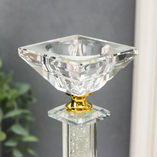 Стеклянный подсвечник на 1 свечу «Колонна с бисером», 23.5×6.5×6.5 см