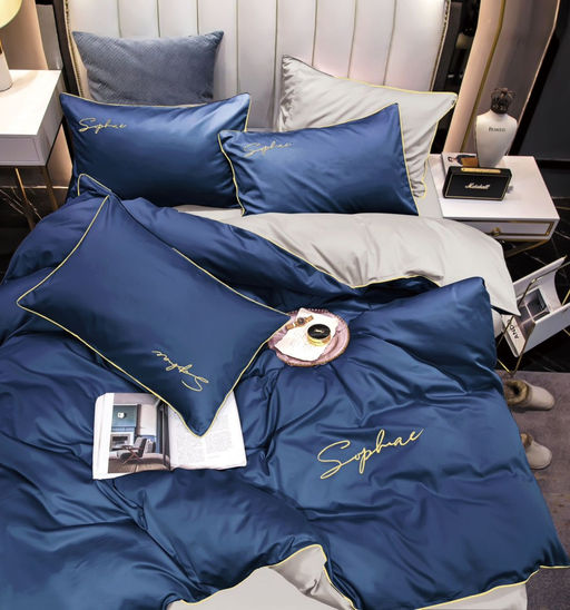 КПБ Mency Winni однотонный с вышивкой на резинке по кругу MENWOV022 Семейный