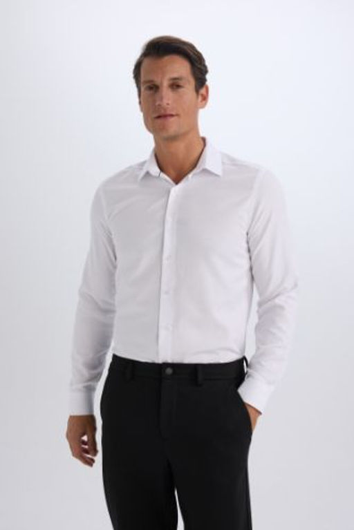 Slim Fit Dar Kesim Polo Yaka Oxford Basic Duz Uzun Kollu Gomlek