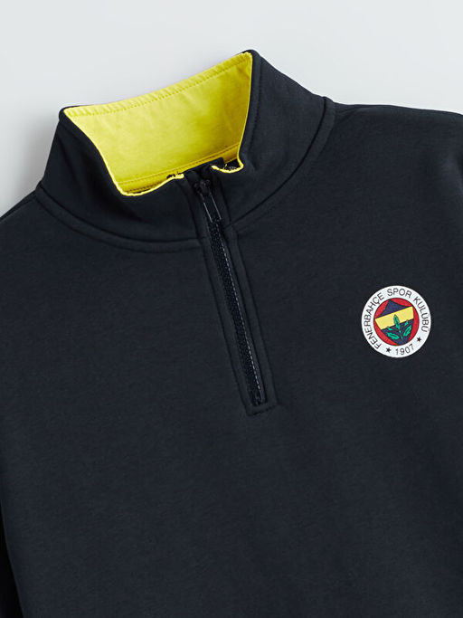 Dik Yaka Fenerbah?e Bask?l? Erkek ?ocuk Sweatshirt