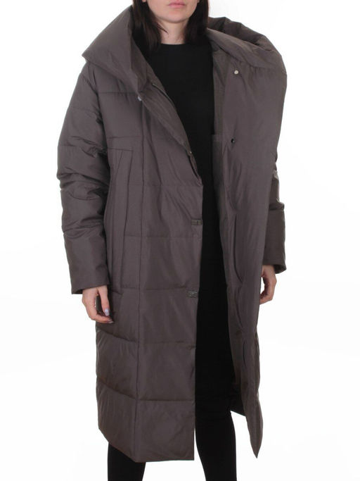 A625 GRAY/BROWN Пальто зимнее женское (200 гр. био-пух)