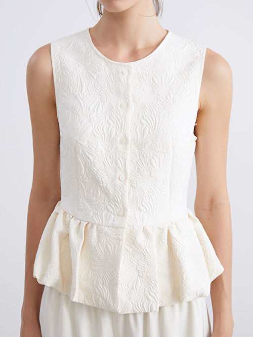 Bisiklet Yaka Dokulu F?rf?rl? Bluz