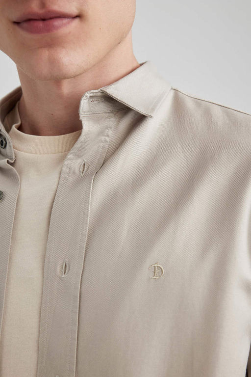 Хлопковая рубашка обычного кроя с длинными рукавами - Defacto фото 5