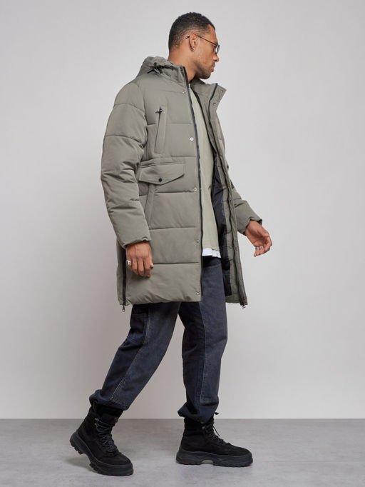 Парка мужская зимняя удлиненная молодежная серого цвета 806Sr - Wonderrman фото 4