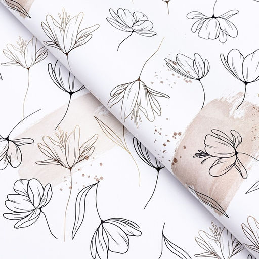 Цена за 10 шт. Бумага упаковочная, глянцевая  Цветочный нюд, 40?60 см