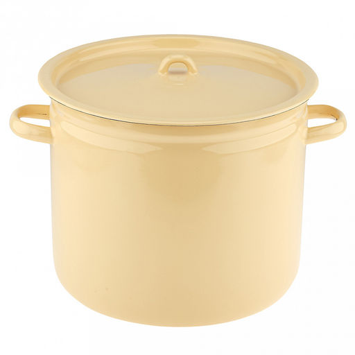 "Анютины глазки" Кастрюля эмалированная 12л, форма цилиндрическая, металлическая крышка, металлические ручки (Россия)