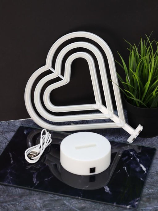 Неоновый LED ночник настольный "Native hearts", свечение mix (28*23 см)