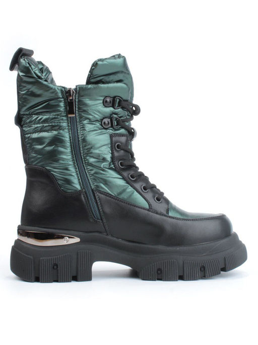 02-FAR137-3Z GREEN/BLACK Дутики женские (искусственная кожа, плащевая ткань, шерсть) - Фабричный китай фото 9