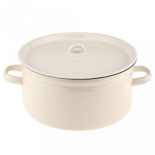 Яблоки Кастрюля эмалированная 5,5л, форма цилиндрическая, металлическая крышка, металлические ручки, жемчужный (Россия) - Домашняя мода фото 4