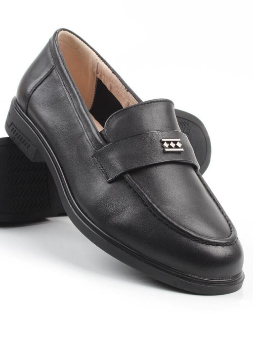 03-DEB55-1 BLACK Лоферы женские (натуральная кожа)