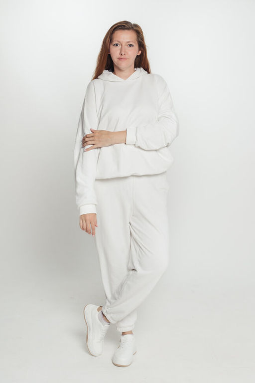 285 Костюм с толстовкой плюссайз, молочный - Knitka wear фото 3