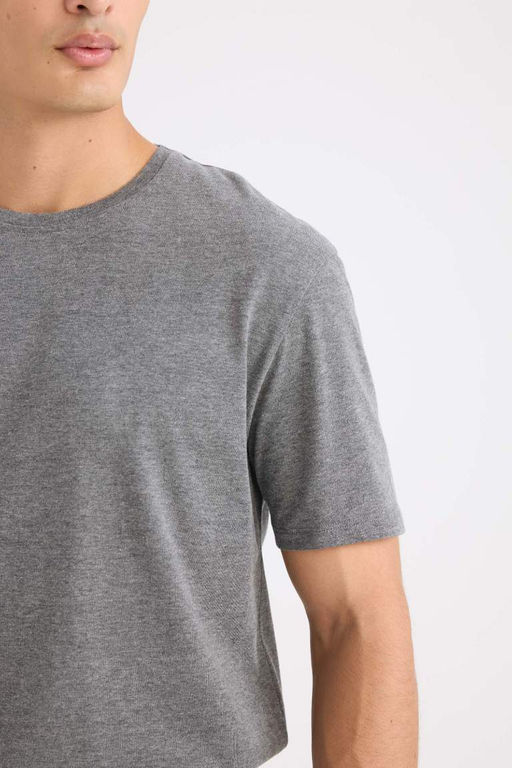 Новая базовая простая футболка с короткими рукавами и круглым вырезом стандартного кроя - Defacto фото 5