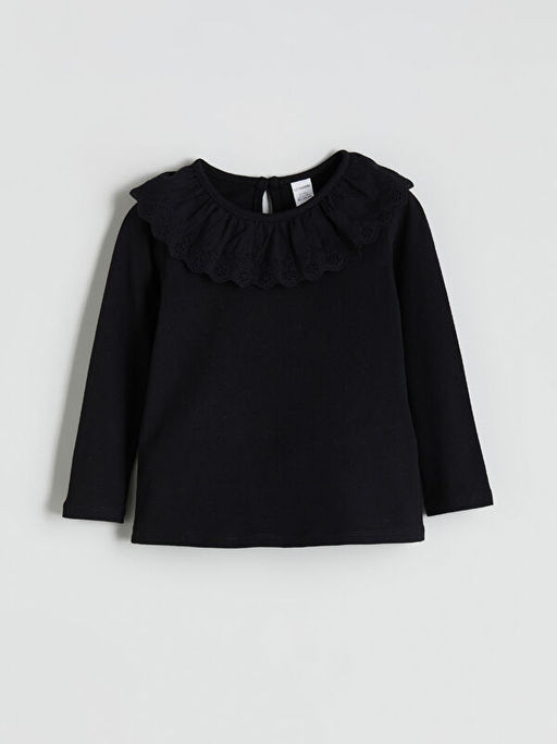 Yaka Detayl? Penye K?z ?ocuk Ti??rt