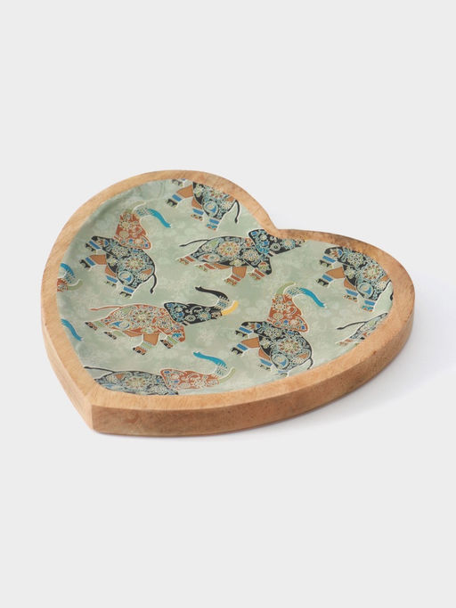 Блюдо в форме сердца Мудрый слон, 20.5?20?2.3 см, дерево манго