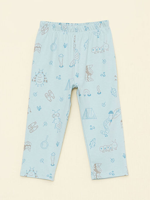 Polo Yaka Uzun Kollu Bask?l? Organik Pamuklu Erkek Bebek Pijama Tak?m - Waikiki фото 3