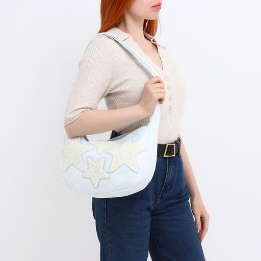 Сумка молодёжная на молнии, 36?8?23 см, голубая