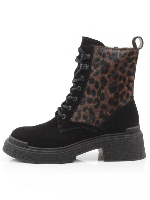 01-DMD-D269 BLACK/LEOPARD Ботинки демисезонные женские (натуральная кожа, байка)