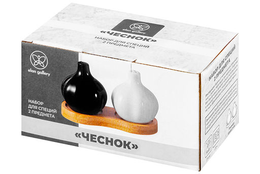 Набор д/специй 2 пр. 12*6*7 см Чеснок на дер. подставке - Elan gallery фото 4