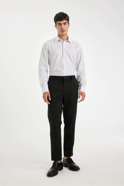 Рубашка из поплина с длинными рукавами и воротником-поло Modern Fit - Defacto фото 2