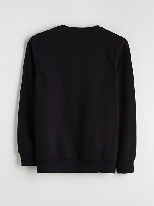 Bisiklet Yaka Bask?l? Erkek Sweatshirt