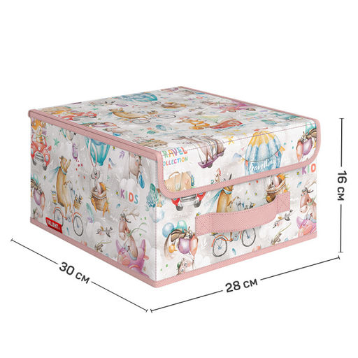 VAL KTRP-BOX-LS Короб стеллажный с крышкой, малый, 28*30*16 см, розов., ПУТЕШАСТИКИ, шт