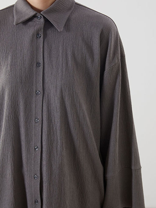 Dokulu Oversize Kad?n G?mlek Tunik
