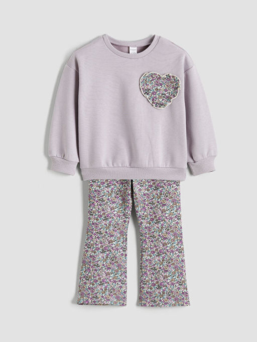K?z ?ocuk Sweatshirt ve Tayt Pantolon 2li