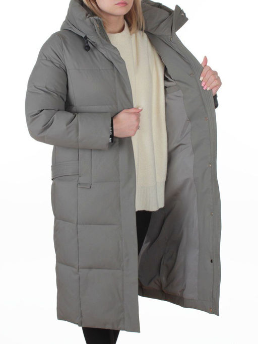 8321 GRAY/GREEN Пальто зимнее женское (200 гр. холлофайбер)