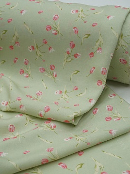 Штапель Премиум (Digital) Весеннее чувство цв.фисташковый, ш.1.45м, вискоза-100%, 120гр/м.кв