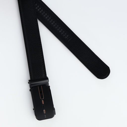 Ремень мужской, 120×3.5 см, пряжка автомат, регулируемая длина, кожа под флотер, чёрный