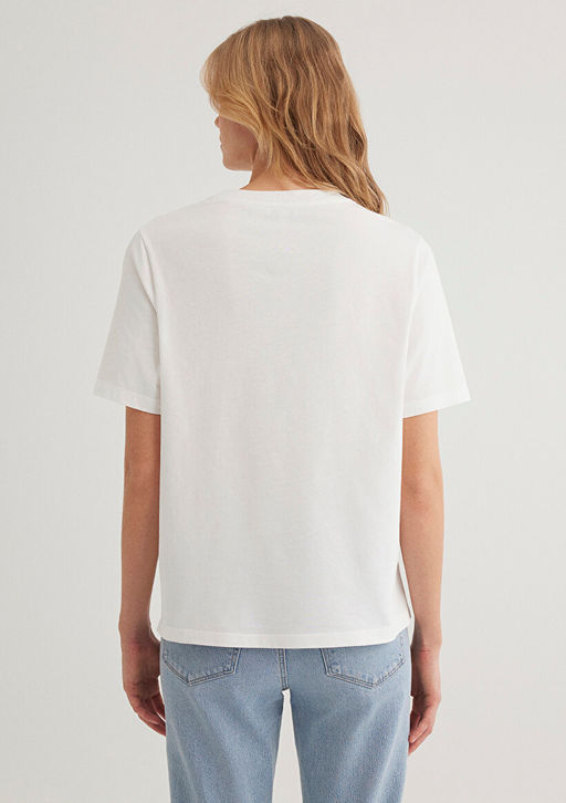 London Bask?l? Beyaz Tisort - Mavi фото 5