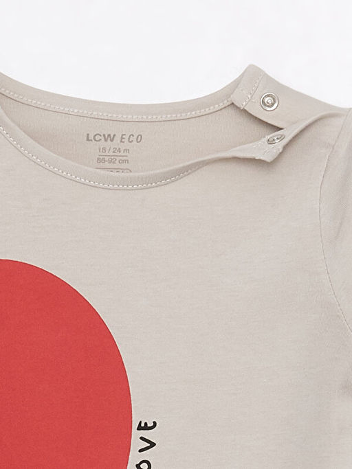 Bisiklet Yaka K?sa Kol Bask?l? Pamuklu K?z Bebek Tulum - Waikiki фото 3