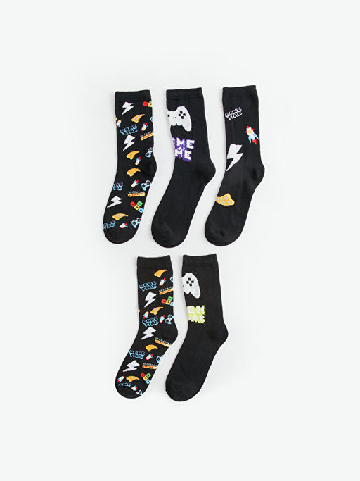 Desenli Erkek ?ocuk Soket ?orap 5li