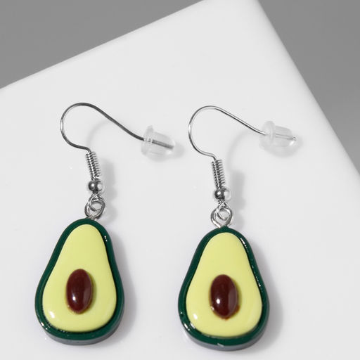Серьги пластик «Авокадо» в разрезе, цвет зелёно-коричневый