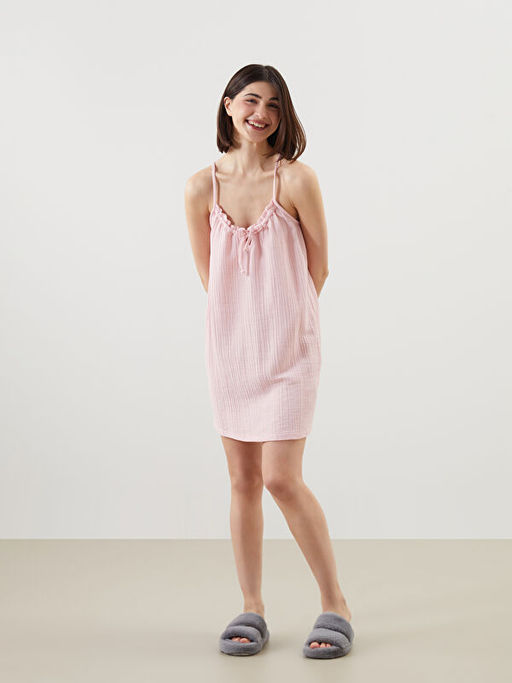 V Yaka Dokulu Ask?l? Kad?n Gecelik