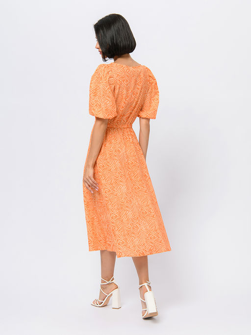 Платье оранжевого цвета длины миди с короткими рукавами - 1001dress фото 5