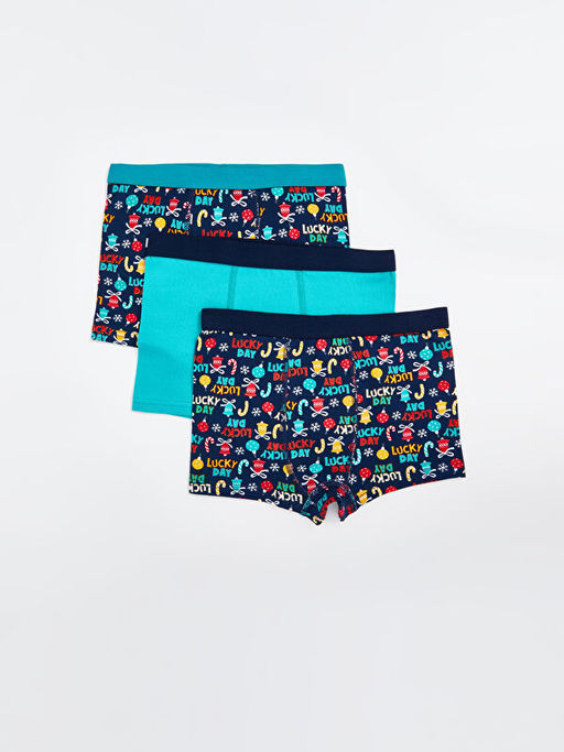 Bask?l? Erkek ?ocuk Boxer 3l?