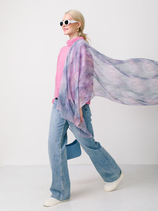 Большой, мягкий, тонкий и очень нежный двусторонний палантин с рисунком в стиле арт-деко - Tantino фото 5