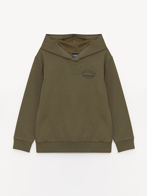 Bask?l? Uzun Kollu Erkek ?ocuk Hoodie ve E?ofman Alt? - Waikiki фото 2