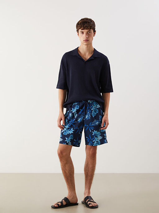 K?sa Boy Desenli Erkek Deniz ?ortu