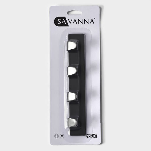 Цена за 2 шт. Крючок самоклеящийся SAVANNA Black, планка, металл, 4 крючка, 1622,5 см, цвет чёрный  фото 6