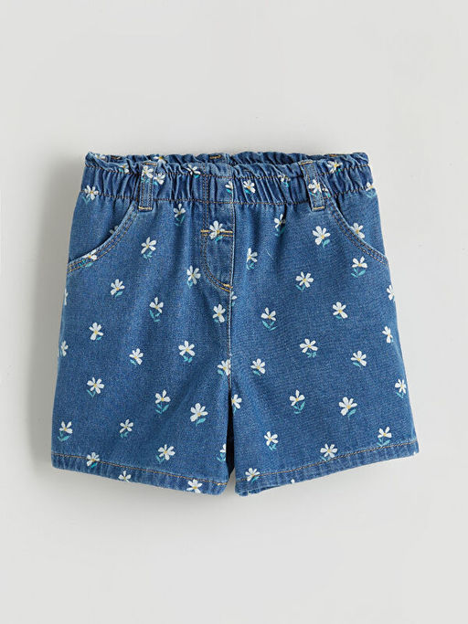 ?i?ek Desenli K?z ?ocuk Jean ?ort