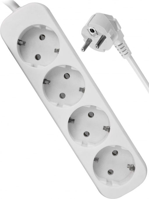 Удлинитель "Defender" 3м, 4 розетки, с заземлением, 3*1мм, 2200Вт, белый (99226)