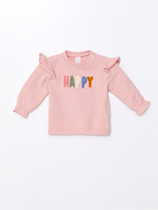Bisiklet Yaka Uzun Kollu Bask?l? K?z Bebek Sweatshirt ve E?ofman Alt 2li Tak?m - Waikiki фото 2