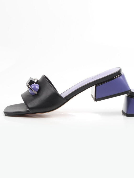 08-HLP1035-28 BLACK/VIOLET Босоножки женские (натуральная кожа)
