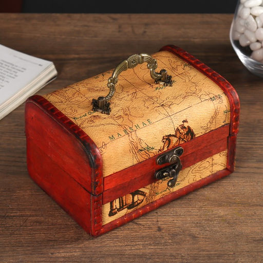 Шкатулка для украшений «Сундук. Карта странника», для мелочи, дерево, 10.5×15×9 см
