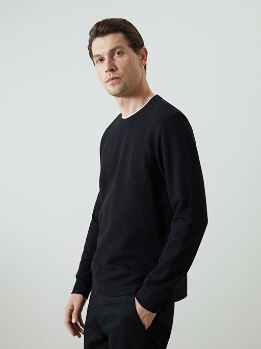 Bisiklet Yaka Uzun Kollu Erkek Sweatshirt