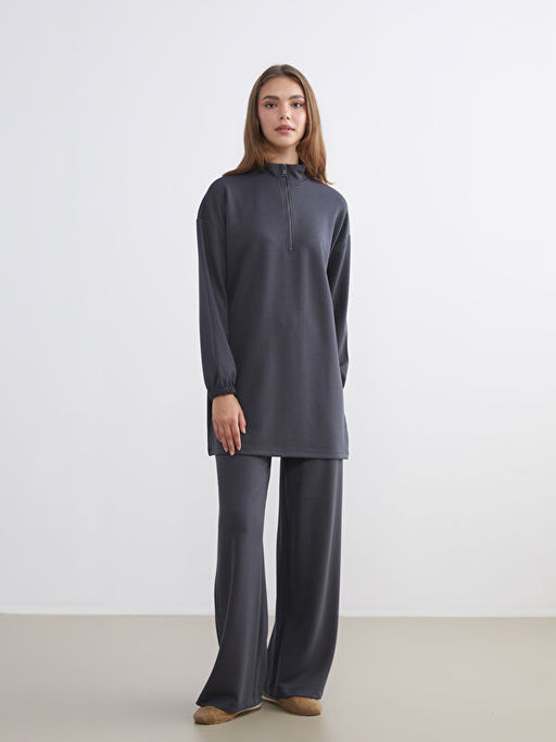 Dik Yaka Oversize Kad?n Sweatshirt Tunik