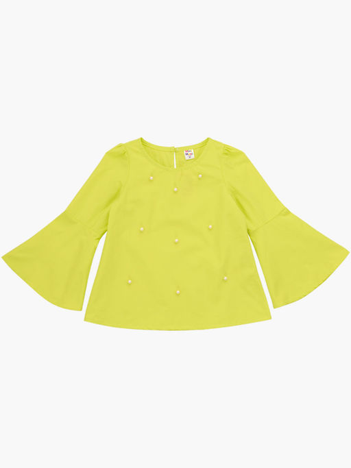Блузка с жемчугом на праздник UD 4531 неон-желтый - Mini maxi фото 5