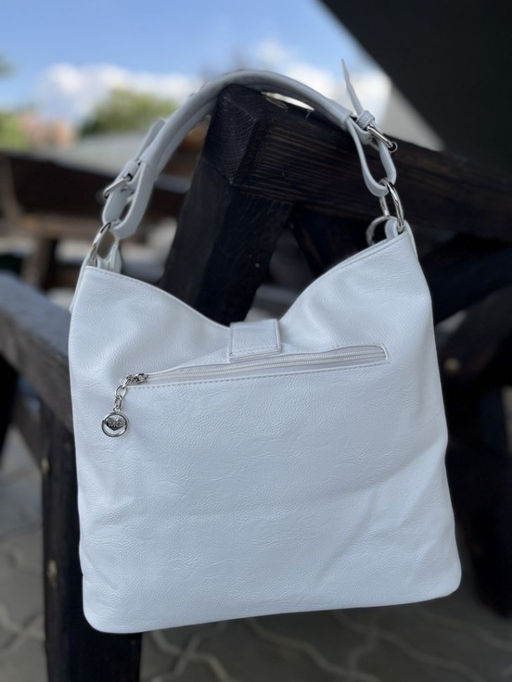 Женская сумка хобо из эко кожи 007 Белый - Cidirro фото 4